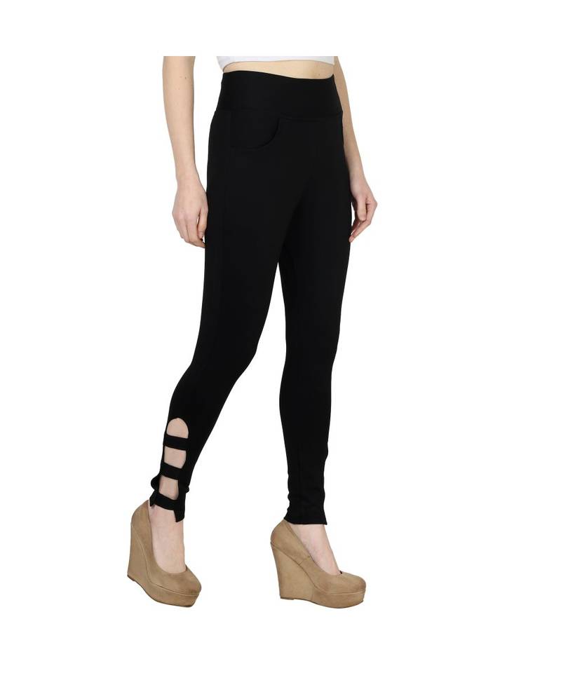 black plain cotton jegging