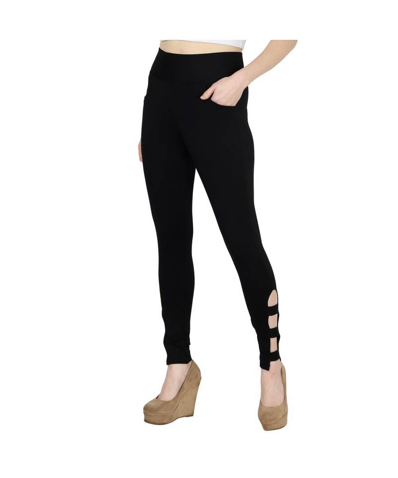 black plain cotton jegging