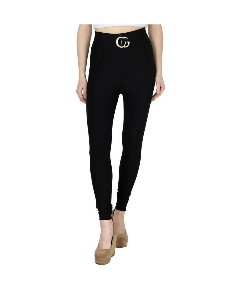 black plain cotton jegging