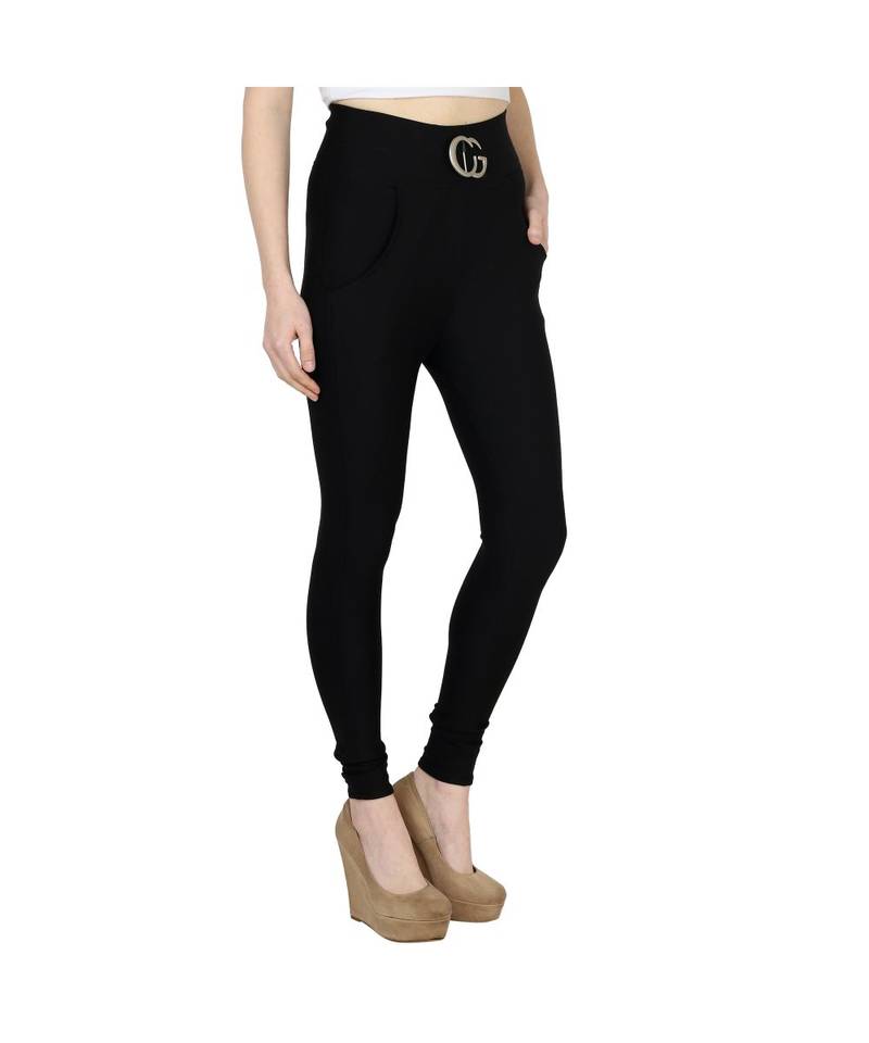 black plain cotton jegging