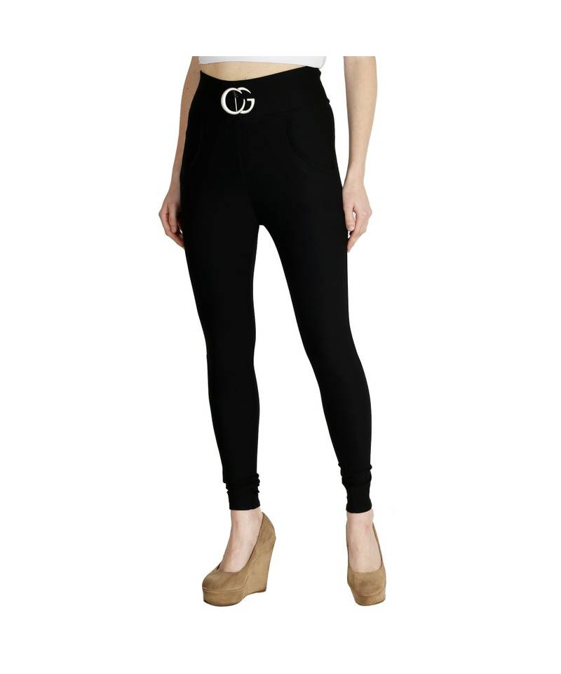 black plain cotton jegging