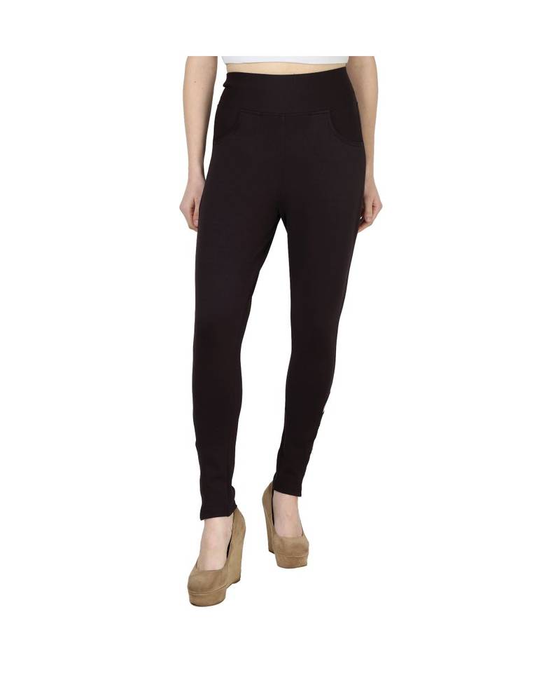 brown plain cotton jegging
