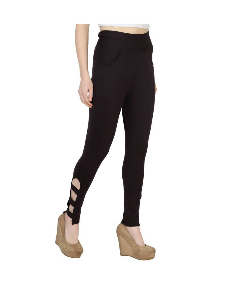 brown plain cotton jegging