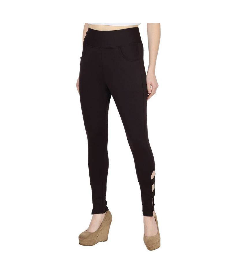 brown plain cotton jegging