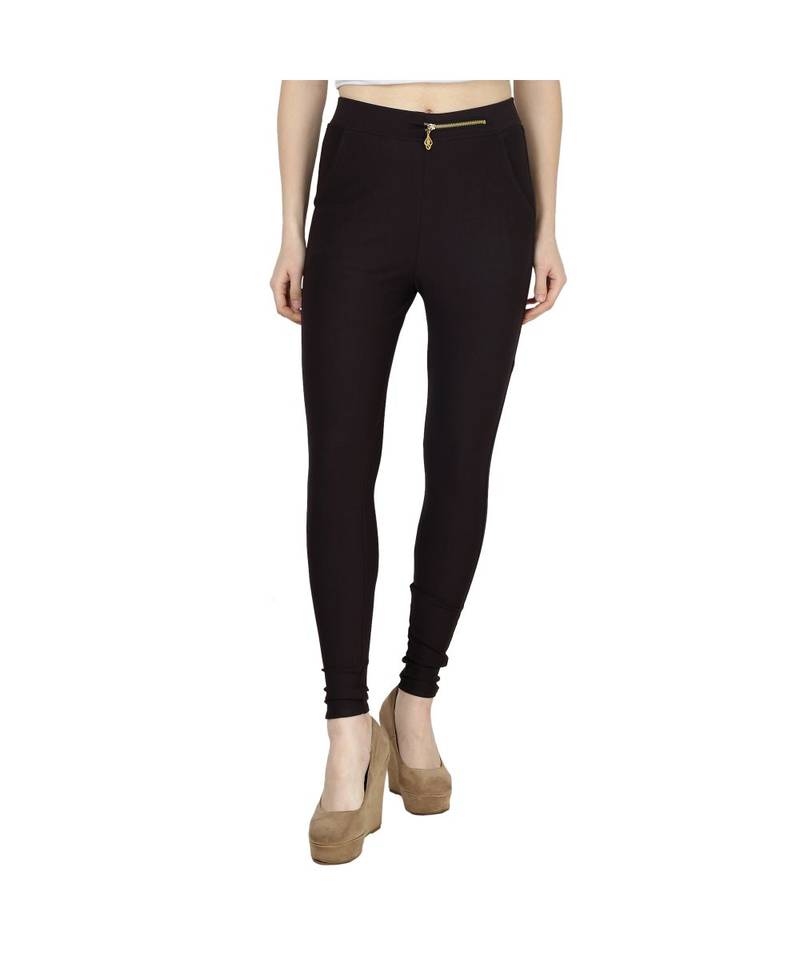 brown plain cotton jegging