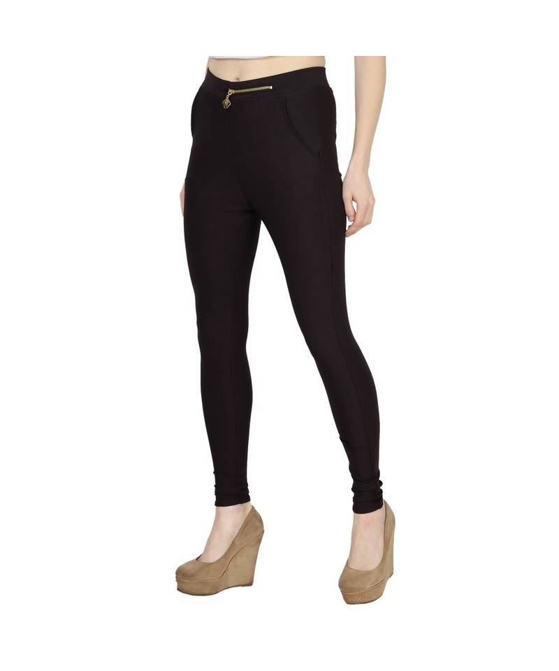 brown plain cotton jegging