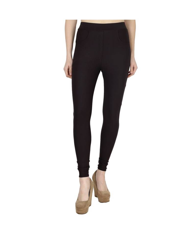 brown plain cotton jegging