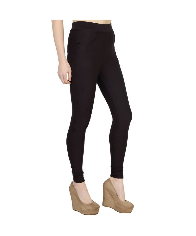 brown plain cotton jegging