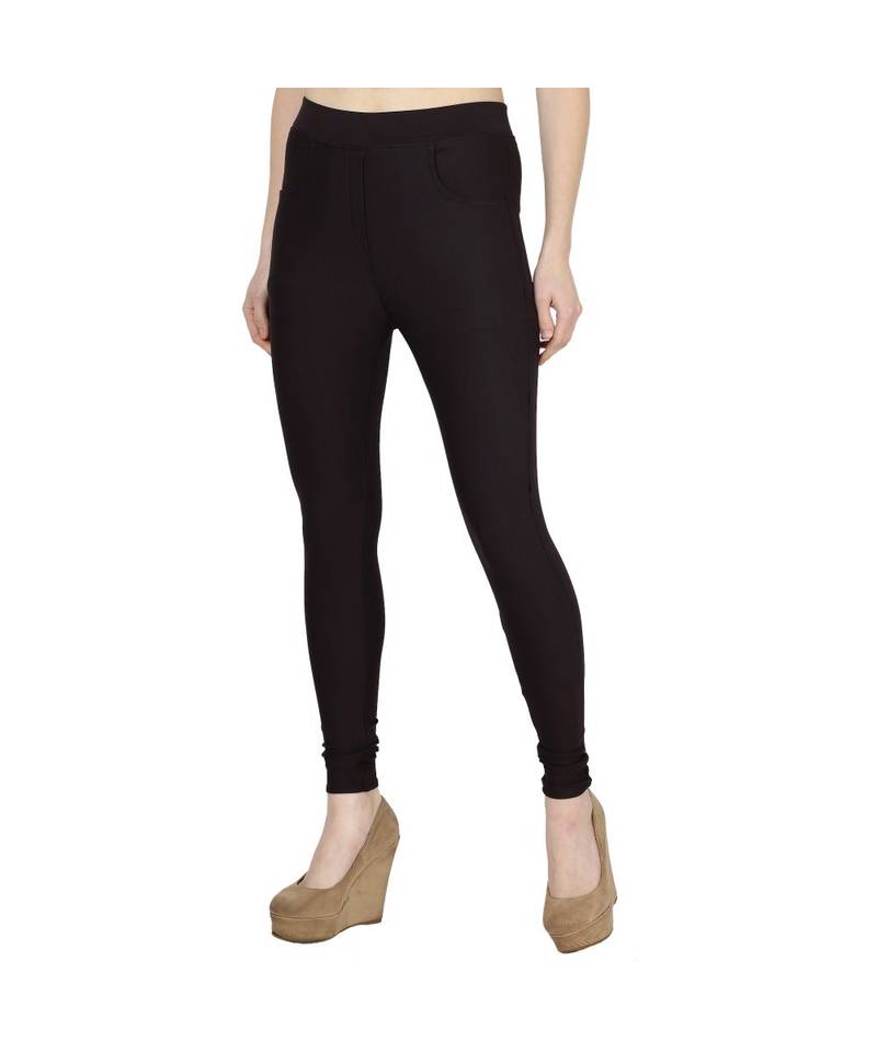 brown plain cotton jegging
