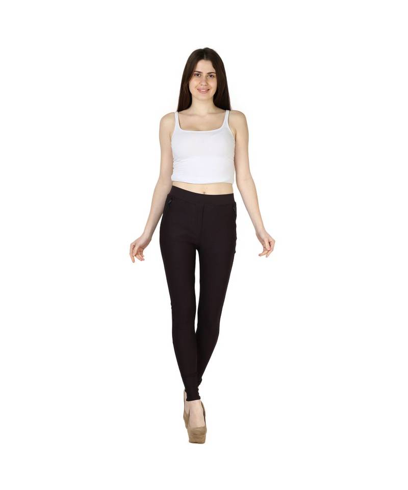 brown plain cotton jegging