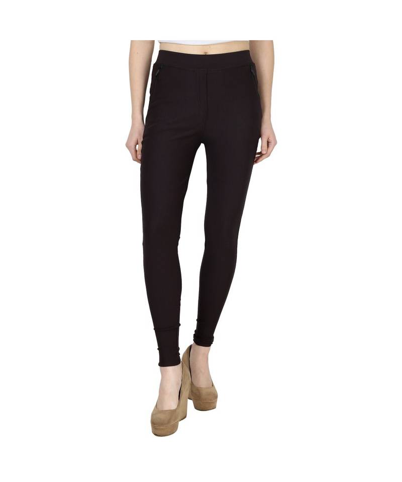 brown plain cotton jegging