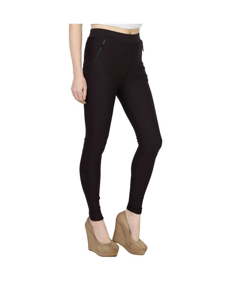 brown plain cotton jegging
