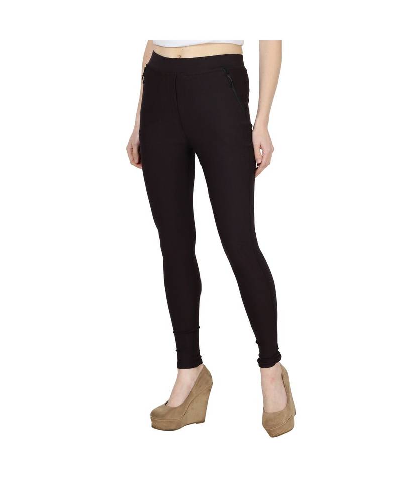 brown plain cotton jegging