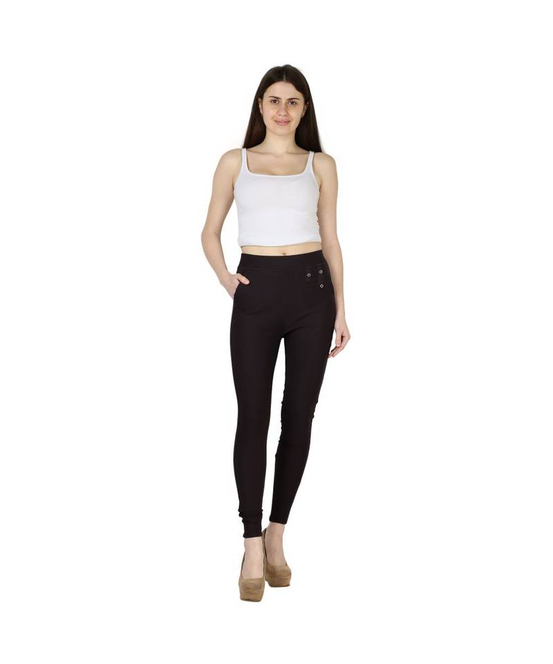 brown plain cotton jegging