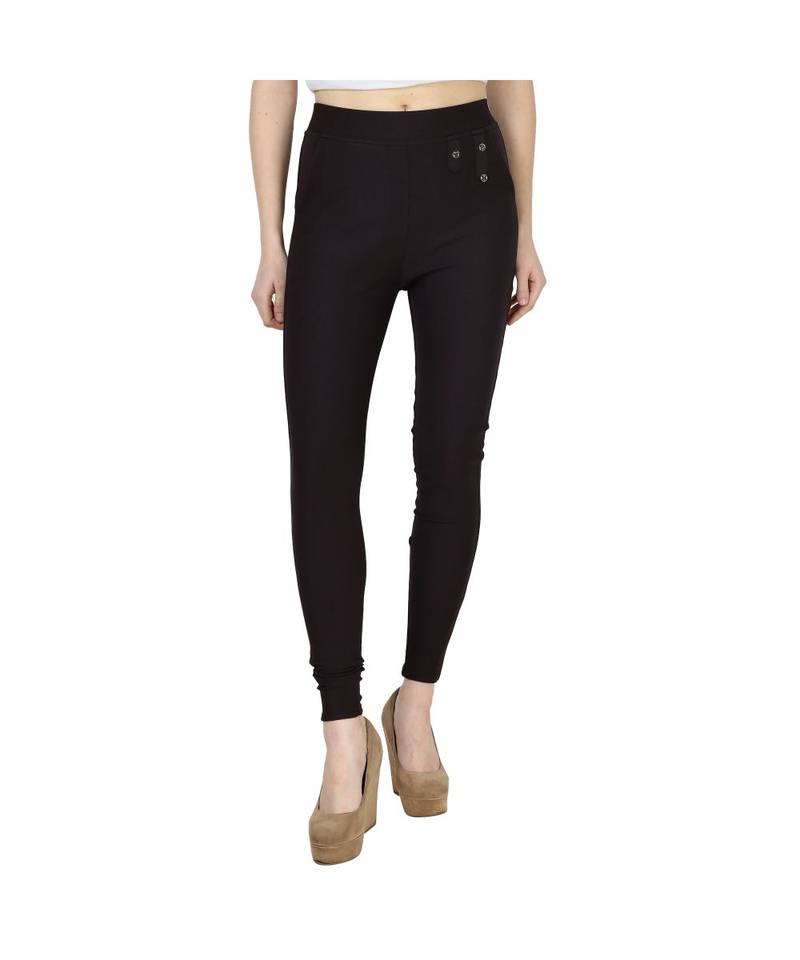 brown plain cotton jegging