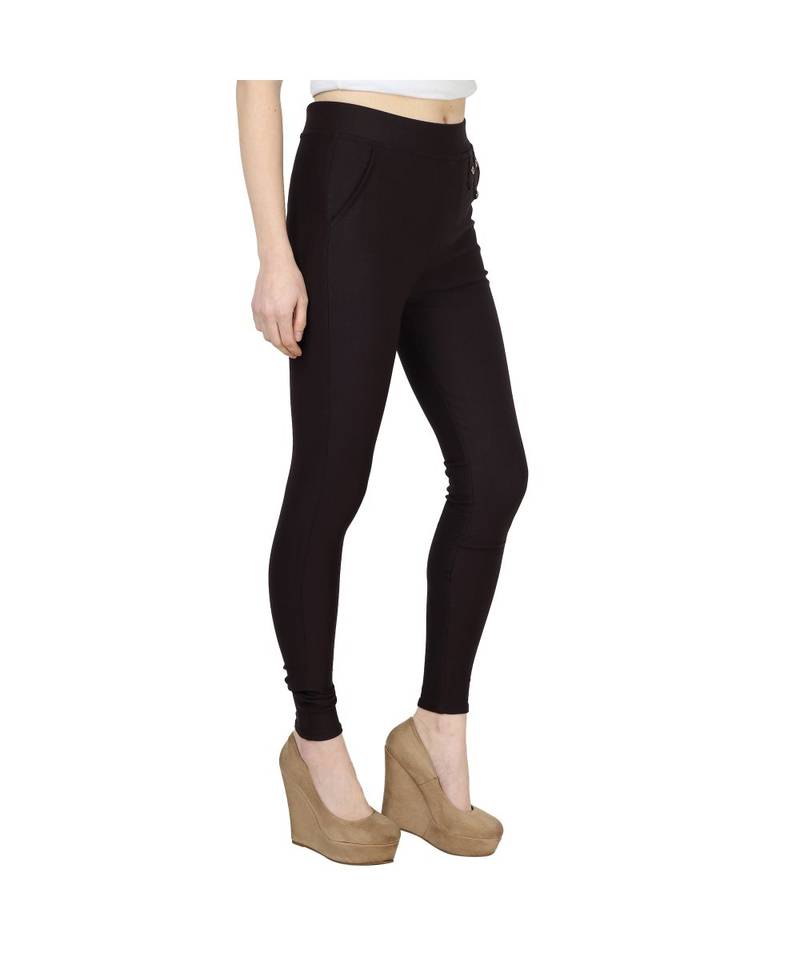 brown plain cotton jegging