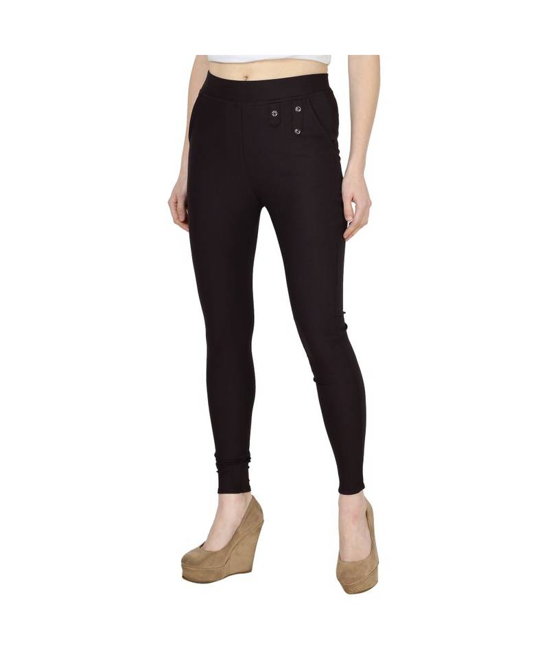 brown plain cotton jegging