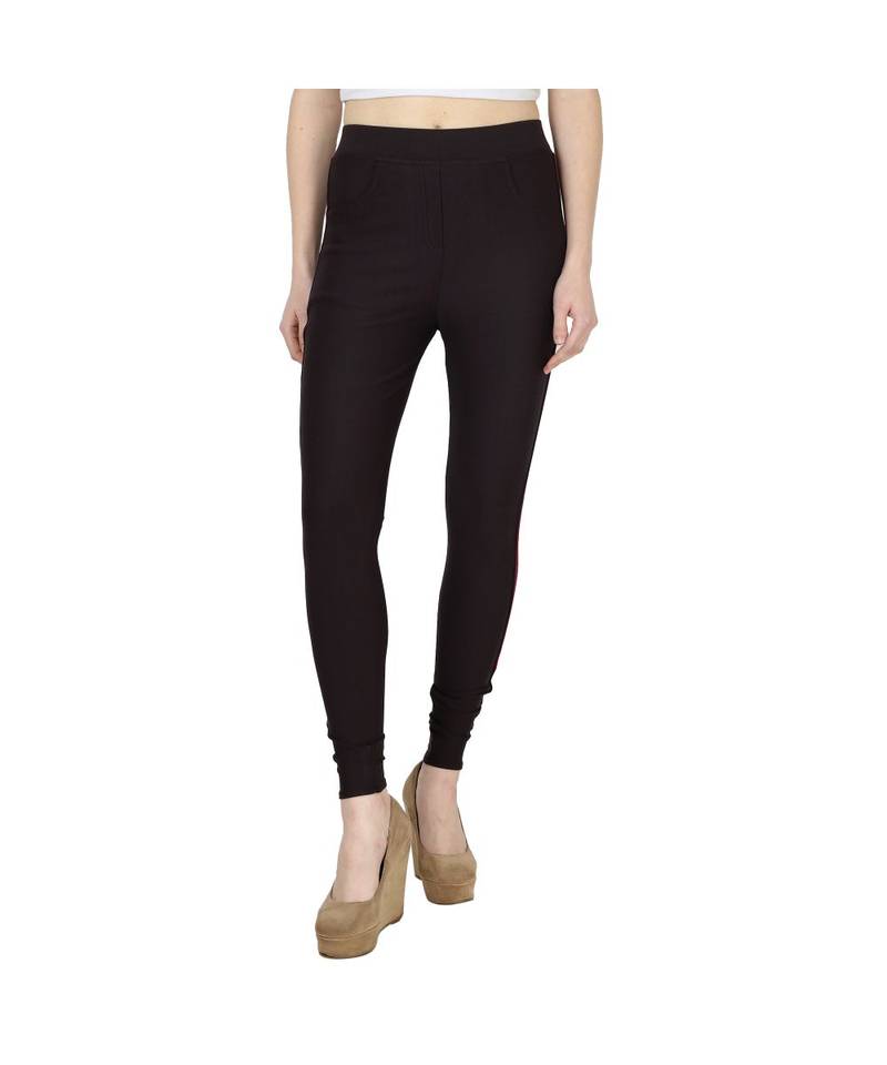 brown plain cotton jegging