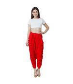 red plain Reyon trousers