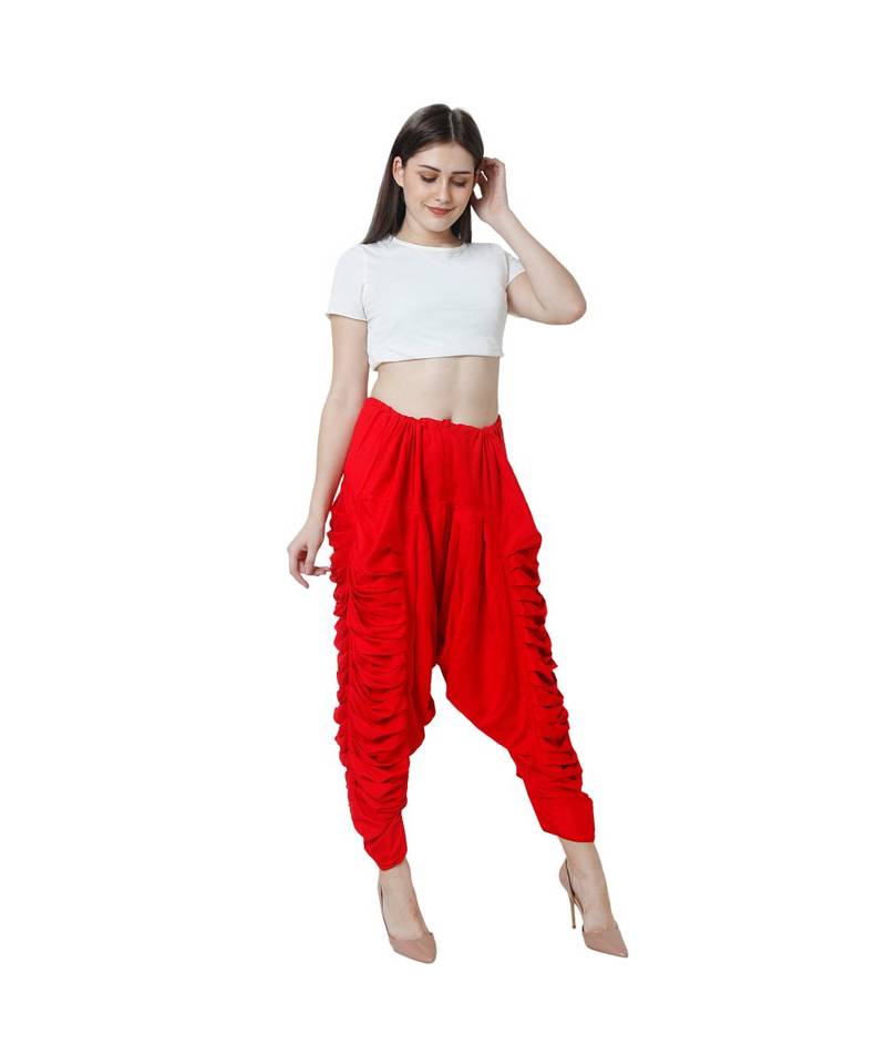 red plain Reyon trousers
