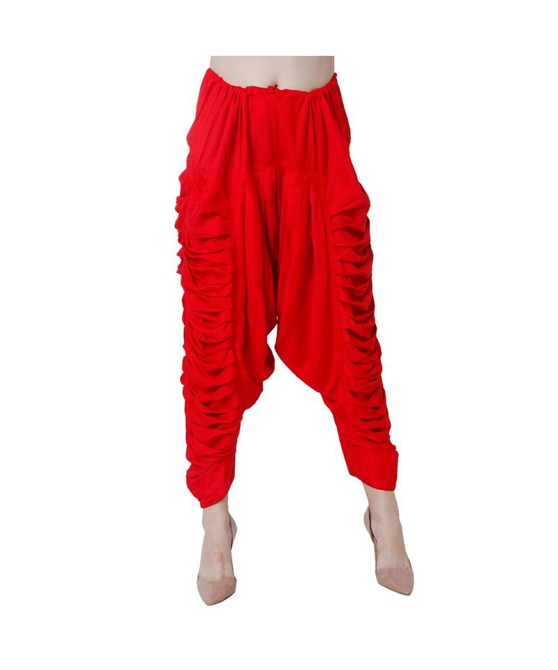red plain Reyon trousers