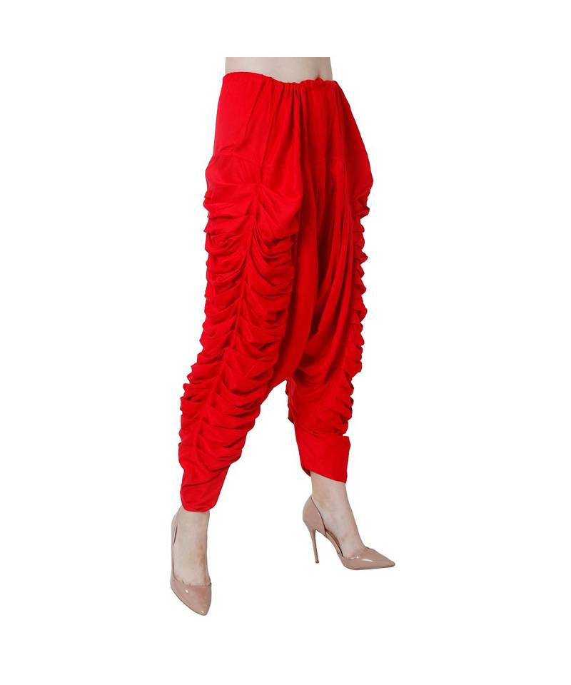 red plain Reyon trousers