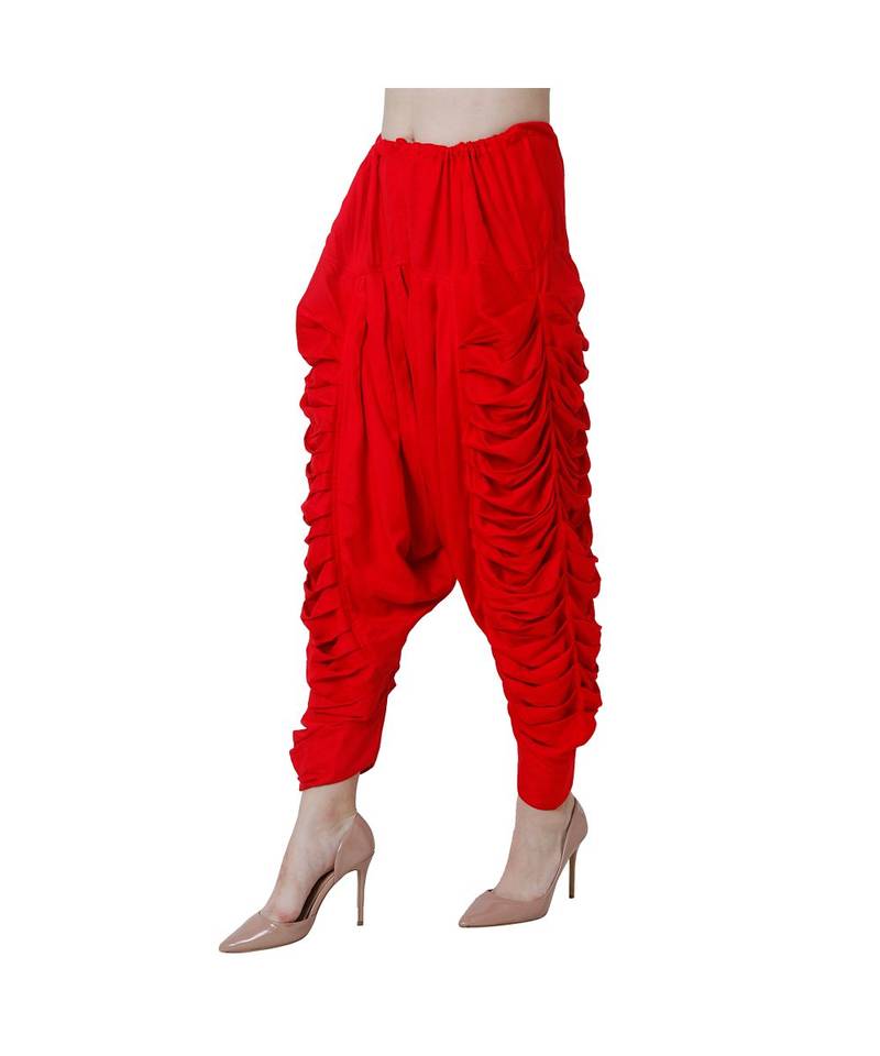 red plain Reyon trousers