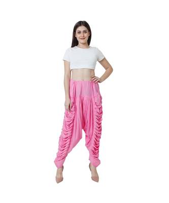 pink plain Reyon trousers 1
