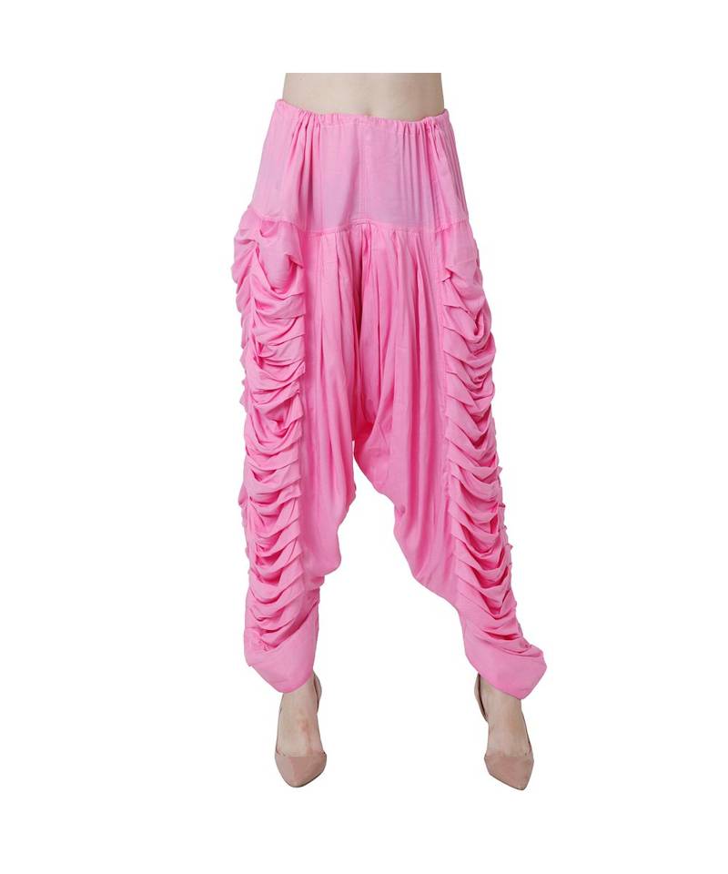 pink plain Reyon trousers