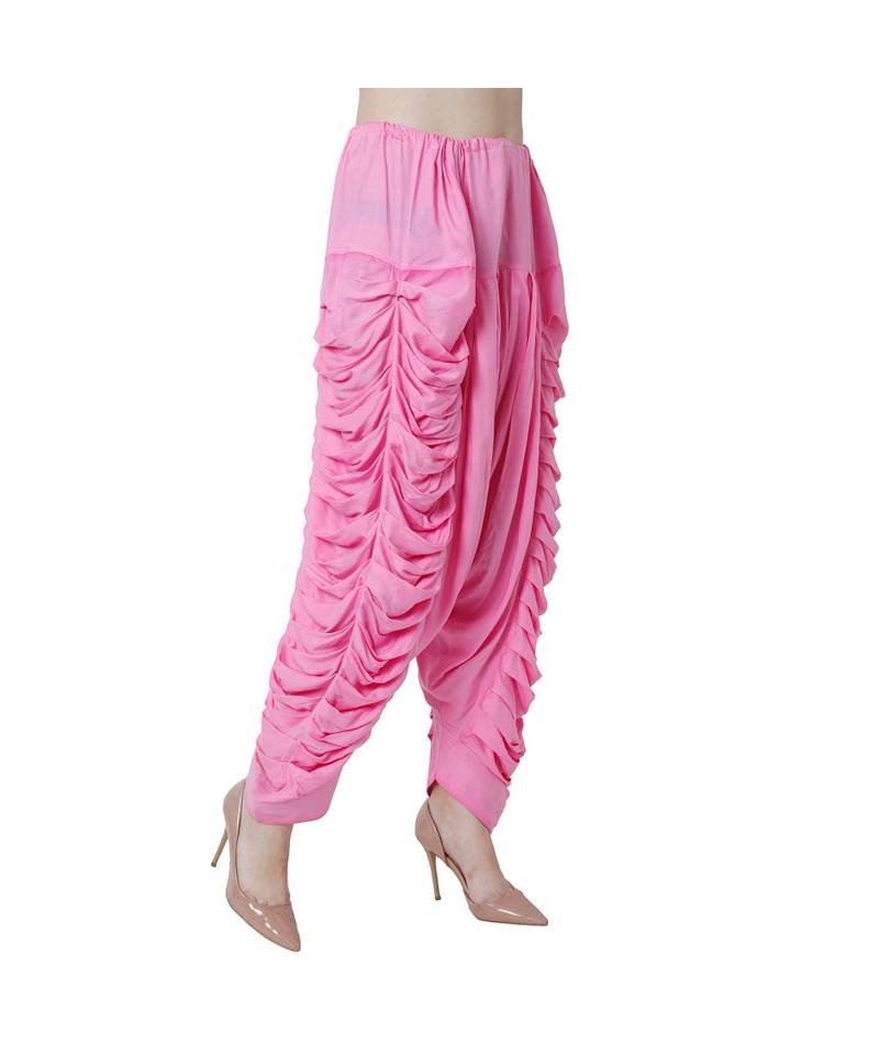 pink plain Reyon trousers