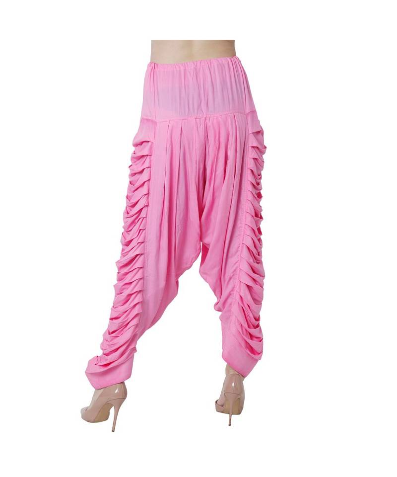 pink plain Reyon trousers