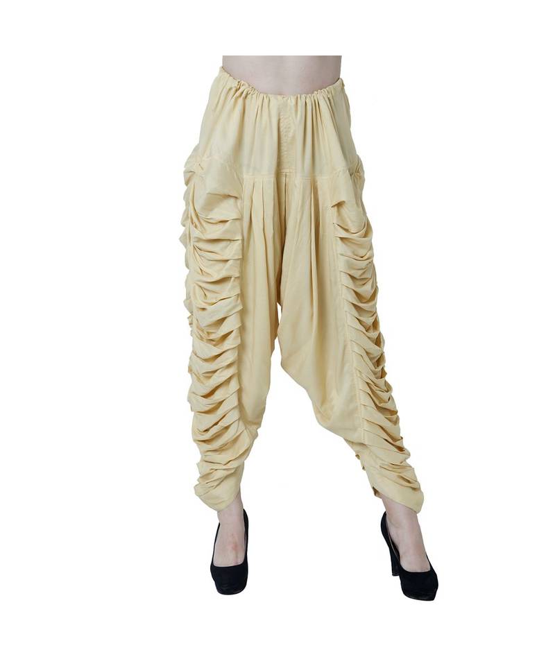 beige plain Reyon trousers