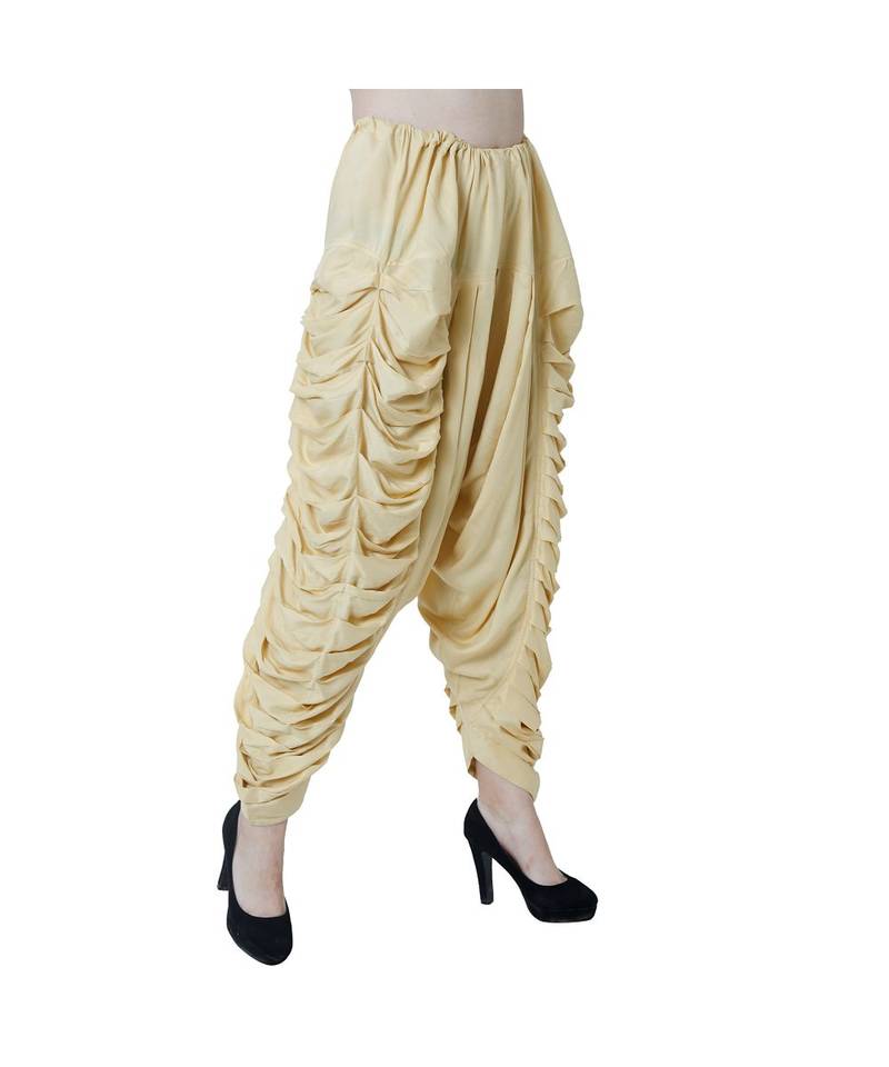 beige plain Reyon trousers