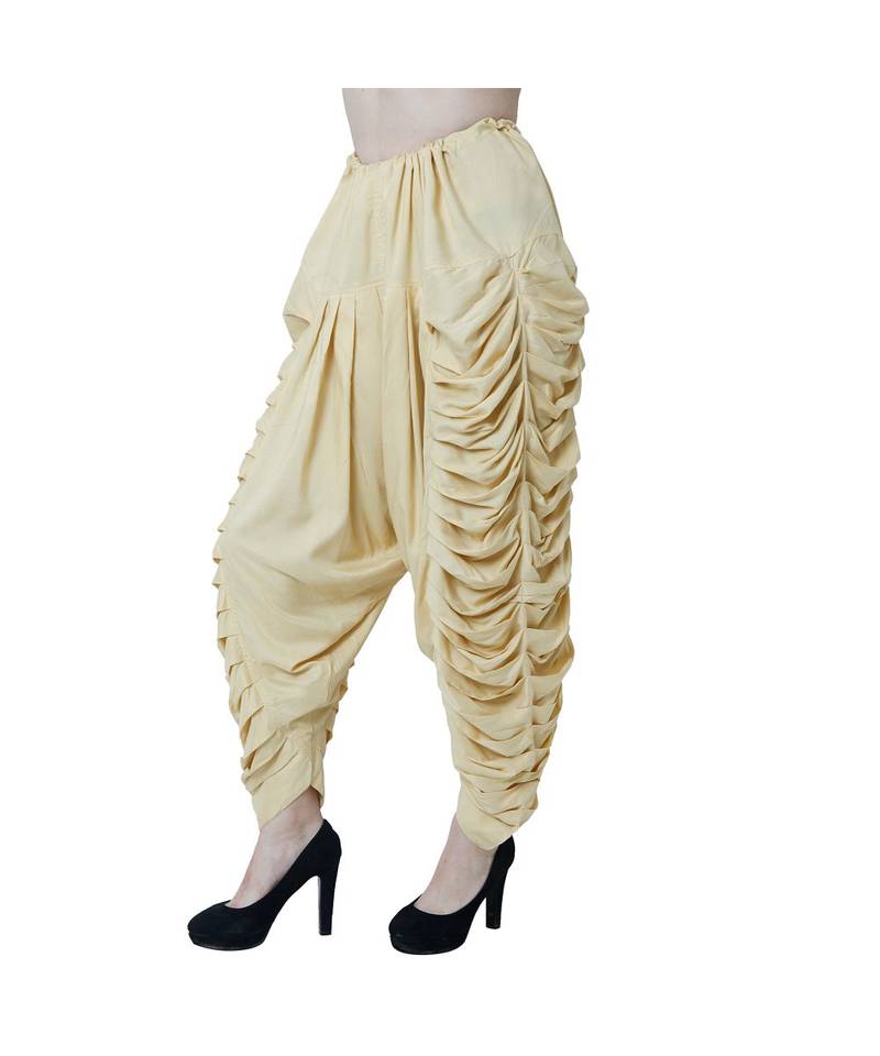 beige plain Reyon trousers