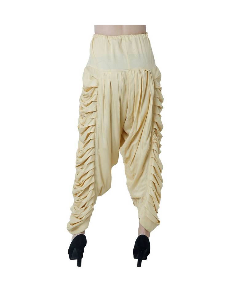 beige plain Reyon trousers