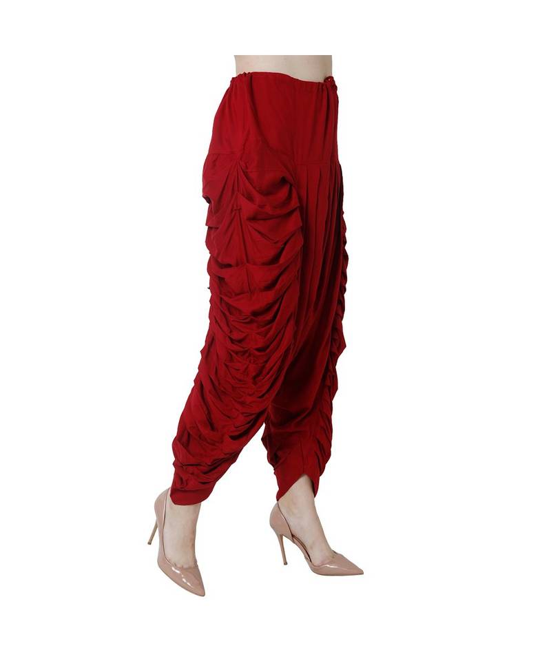maroon plain Reyon trousers