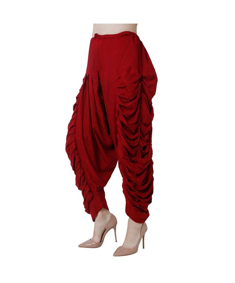 maroon plain Reyon trousers