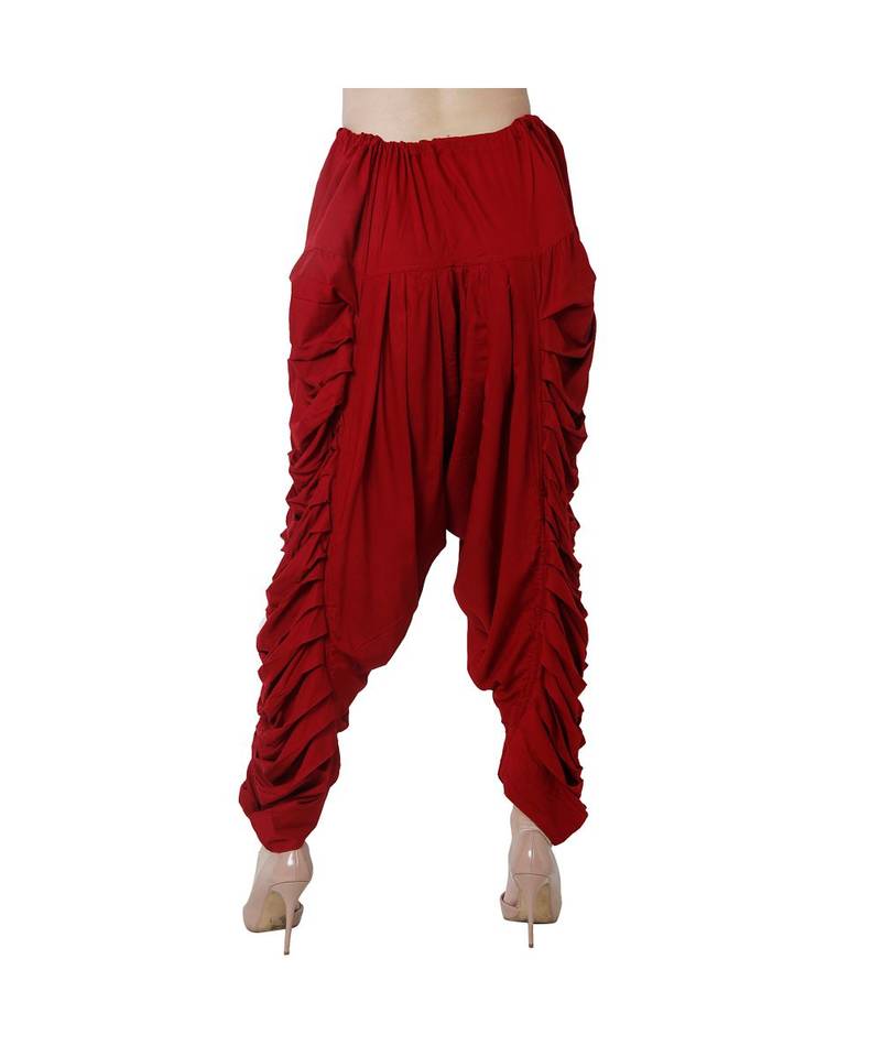 maroon plain Reyon trousers