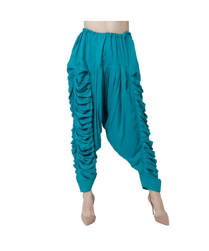 blue plain Reyon trousers