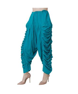 blue plain Reyon trousers 4
