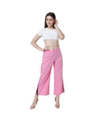 pink plain Reyon trousers 1