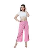 pink plain Reyon trousers
