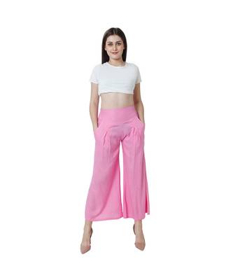 pink plain Reyon trousers 1