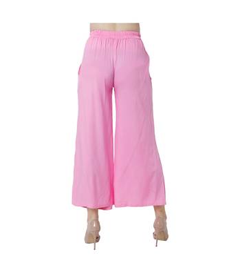 pink plain Reyon trousers 5