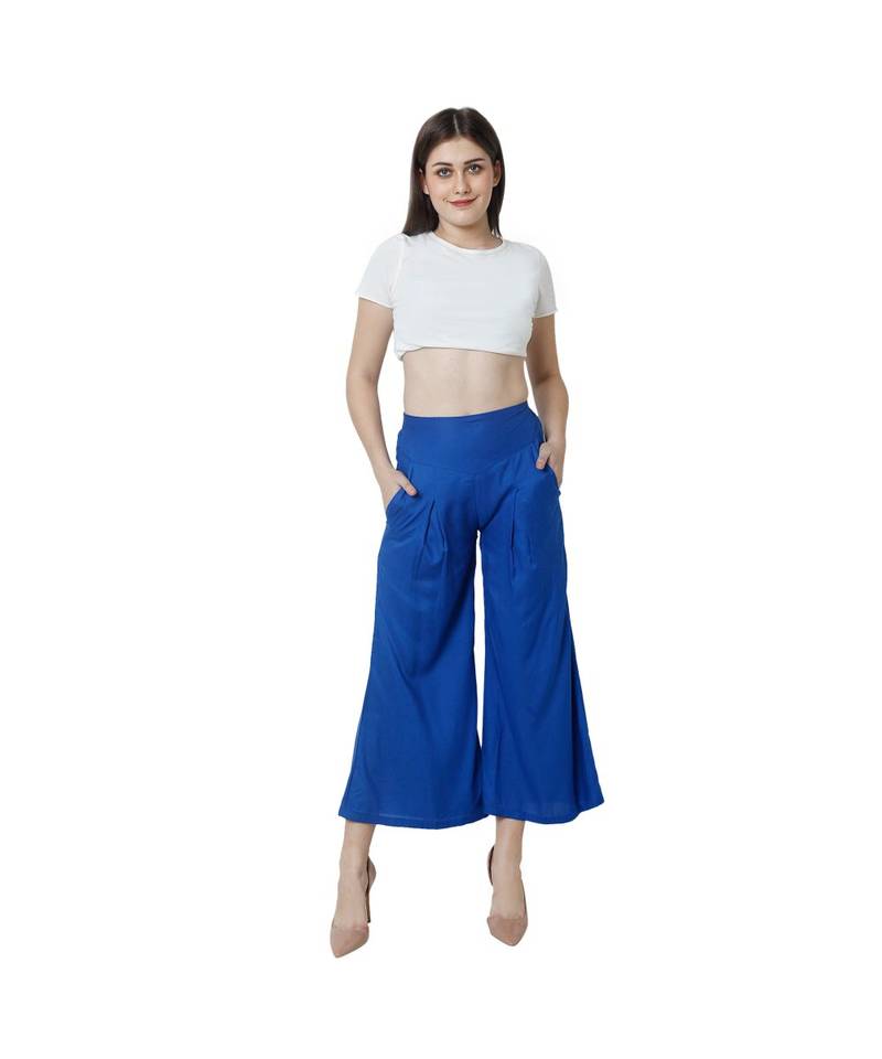 blue plain Reyon trousers