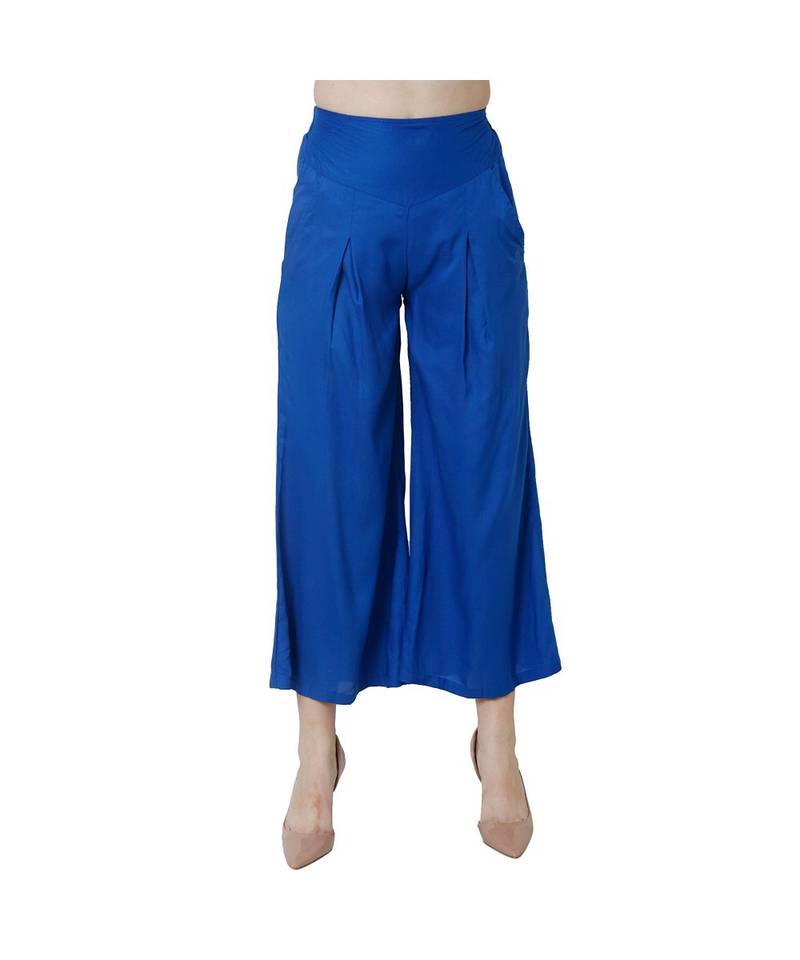 blue plain Reyon trousers