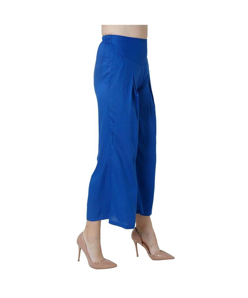 blue plain Reyon trousers