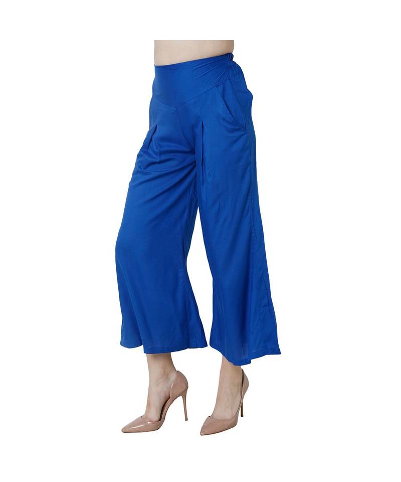 blue plain Reyon trousers