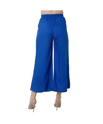 blue plain Reyon trousers 5