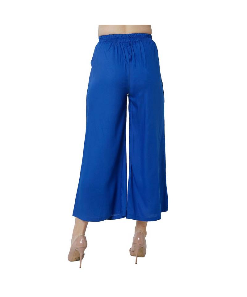 blue plain Reyon trousers